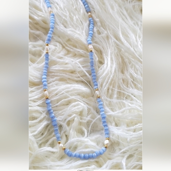 🌴Sky Blue Beautiful Beaded Necklace - Picture 7 of 7